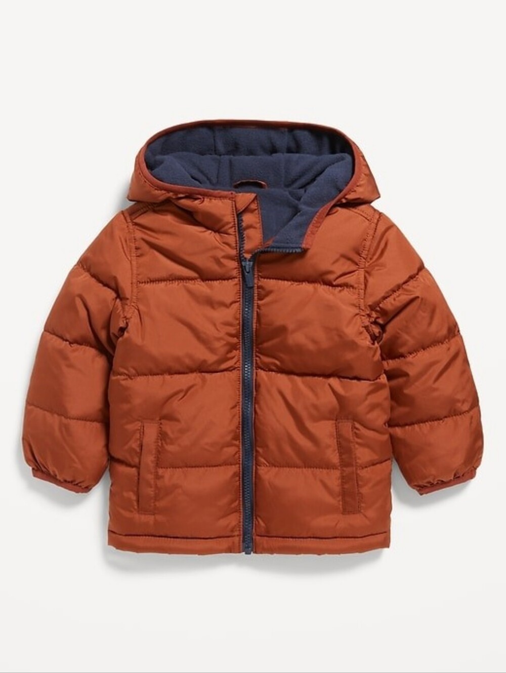NWT 3T Old Navy Water-Resistant Hooded Puffer Jacket Coat Sienna Desert Rust